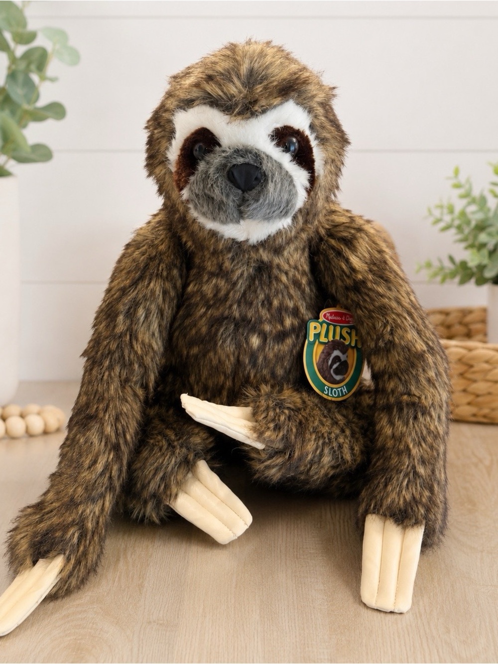 Melissa & Doug Brown and Cream Lifelike Plush Sloth